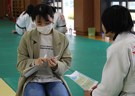 女子柔道部を栄養指導