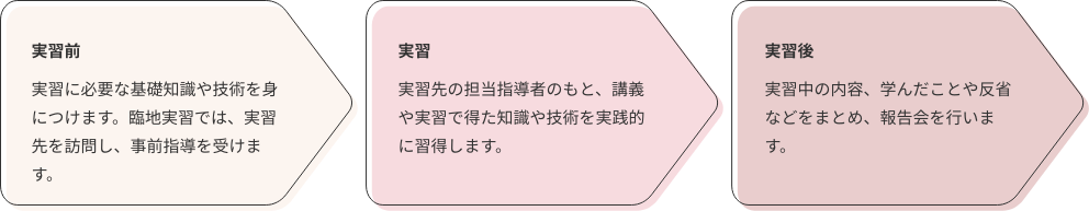 実習の流れ 栄養学科